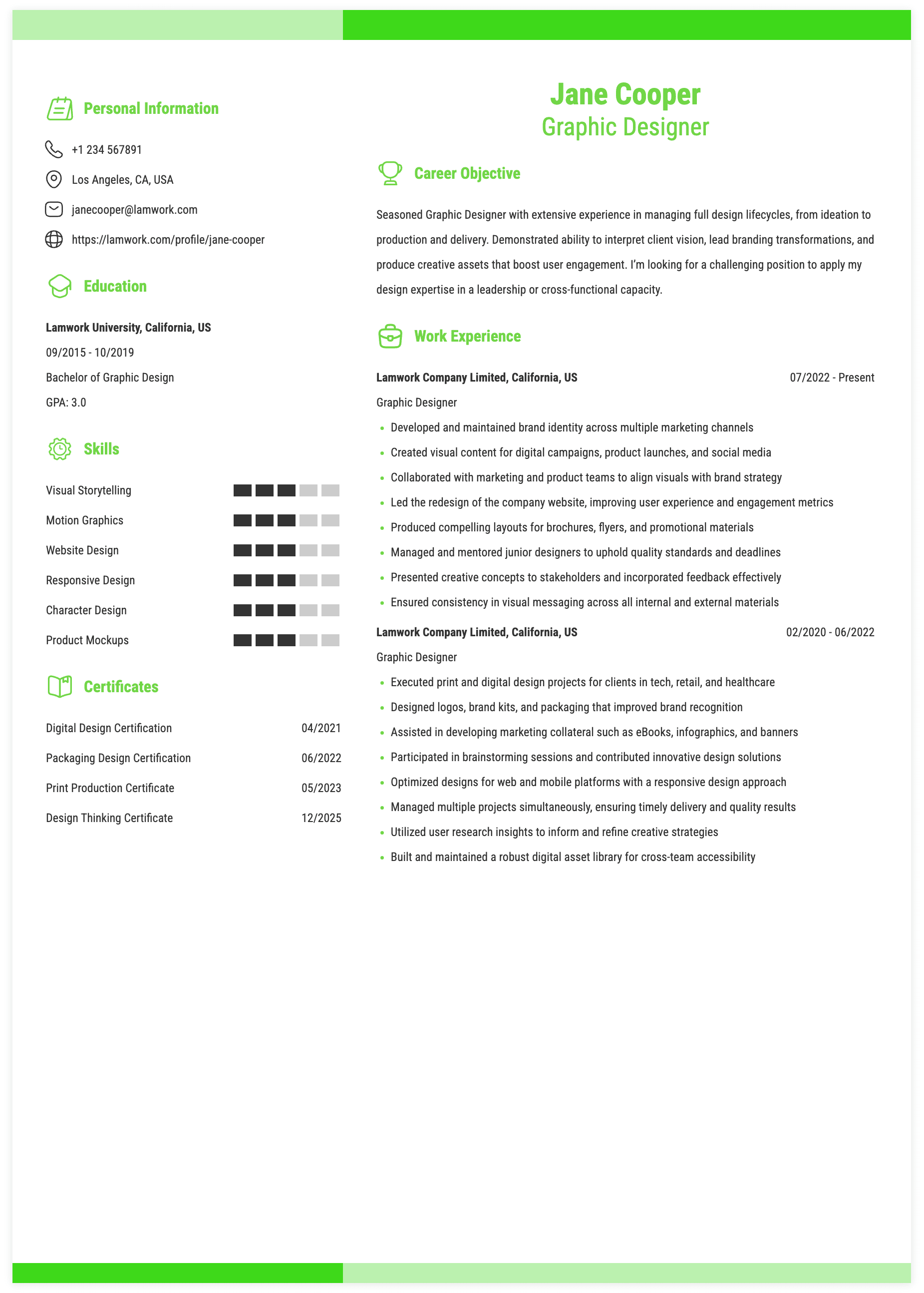 Graphic Designer Resume Example